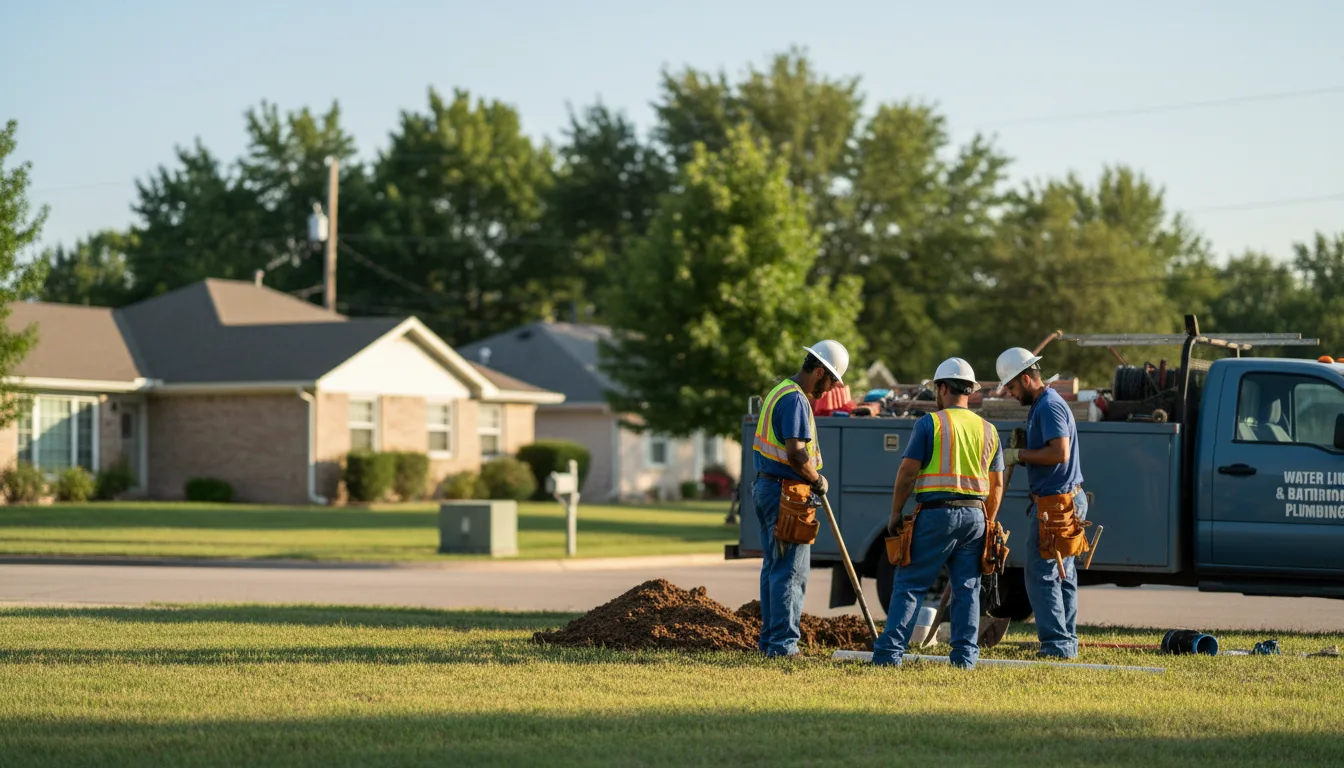 Residential water line and bathroom plumbing service in Merriam, KS